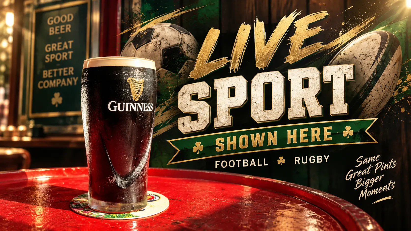 Promotional graphic for live sport screenings at The Fastnet